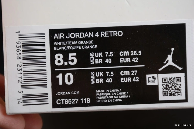 Kick Theory Jordan Team Air 4 OrangeCT8527-118 0809